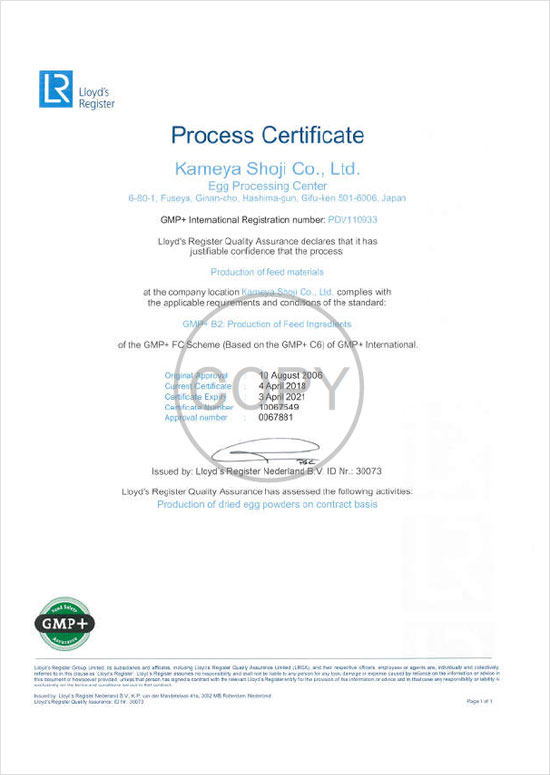 Process Certificate